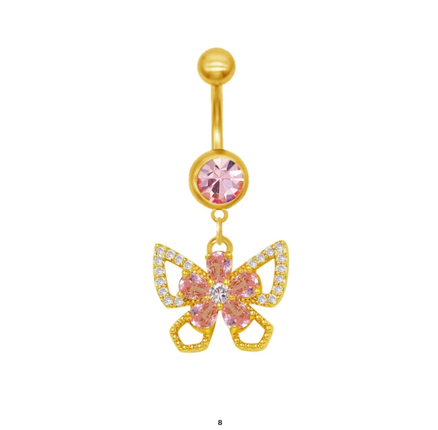 Gold & Pink Belly Piercing Jewelry