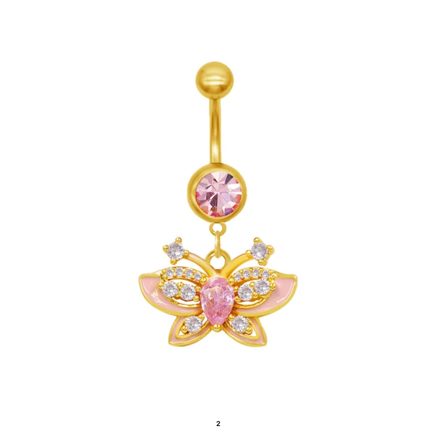 Gold & Pink Belly Piercing Jewelry